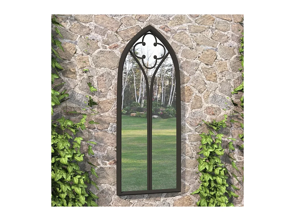 Espejo de jardín negro hierro para exterior 70x30 cm ES446837