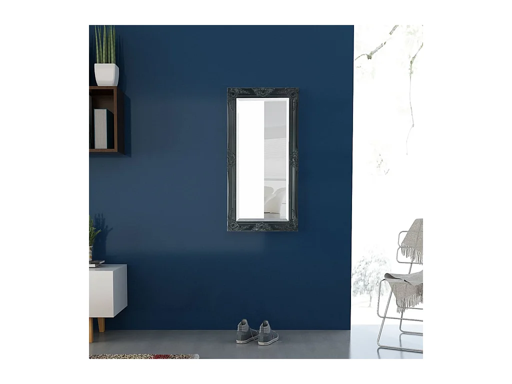 Miroir mural style baroque 100x50 cm noir FR69221
