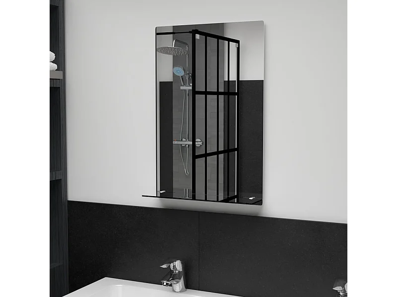 Espejo de pared con estante de vidrio templado 40x60 cm ES899319