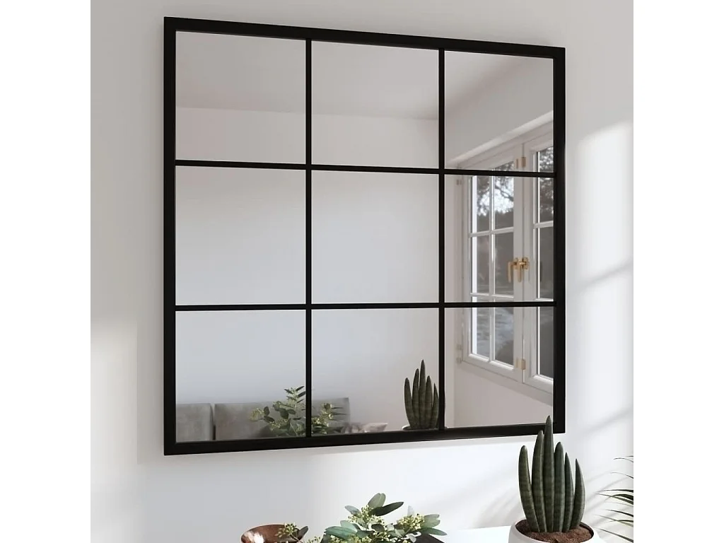 Wandspiegel 60x60 cm metaal zwart BE208500