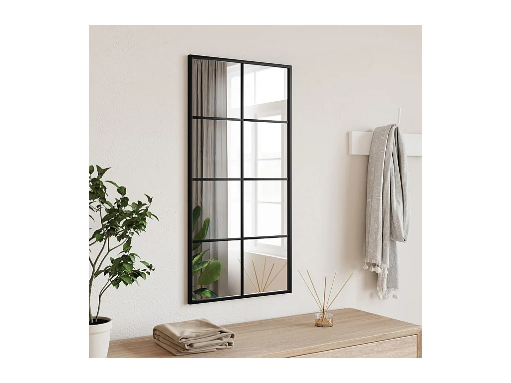 Miroir mural noir 40x80 cm rectangulaire fer FR47275