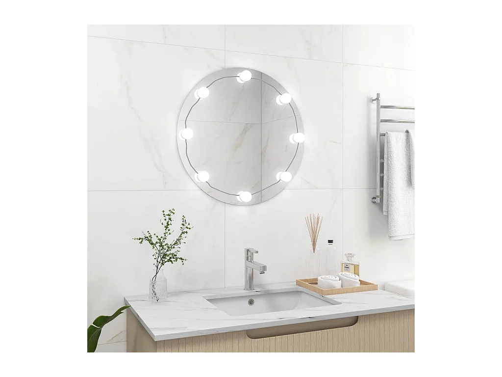Miroir mural avec lampes LED Rond Verre FR84172