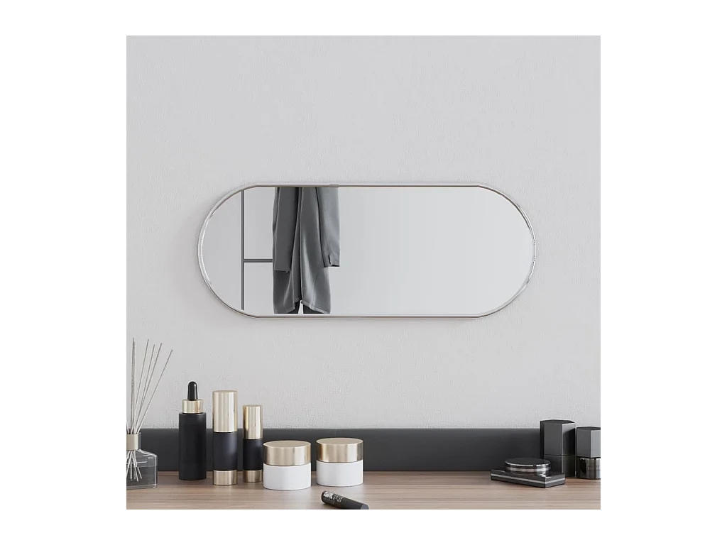 Espelho de parede oval 50x20 cm prateado PT901475