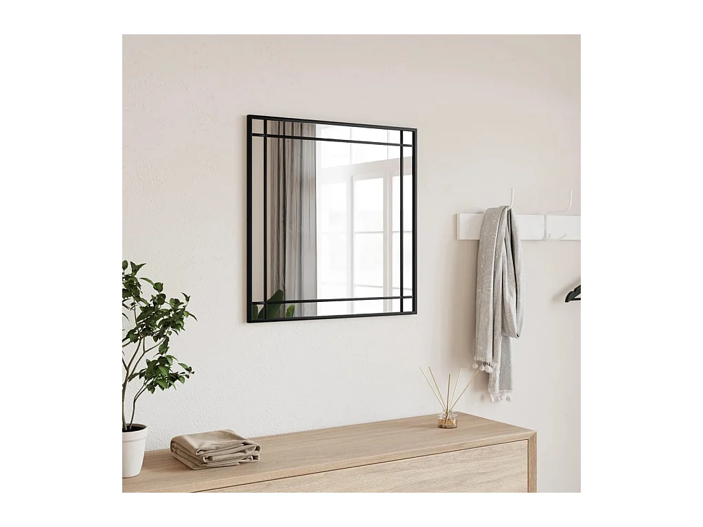 Miroir mural noir 50x50 cm carré fer FR89930