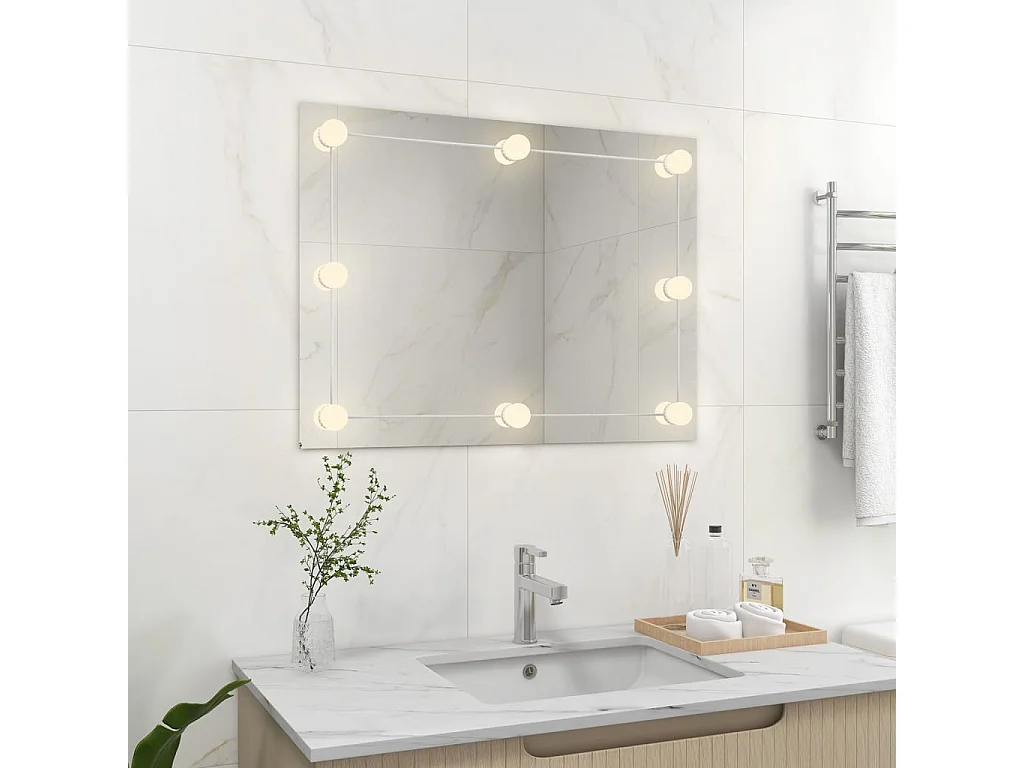 Miroir mural sans cadre avec lampes LED Rectangulaire Verre FR41417