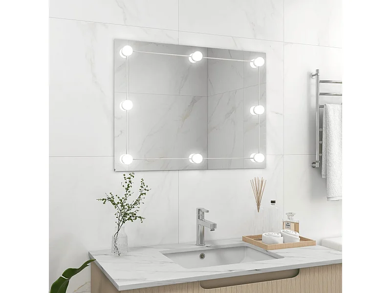 Miroir mural sans cadre avec lampes LED Rectangulaire Verre FR41417