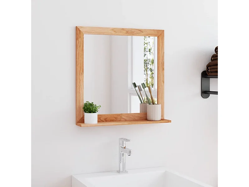 Miroir mural 55x55 cm Bois massif de noyer FR61763