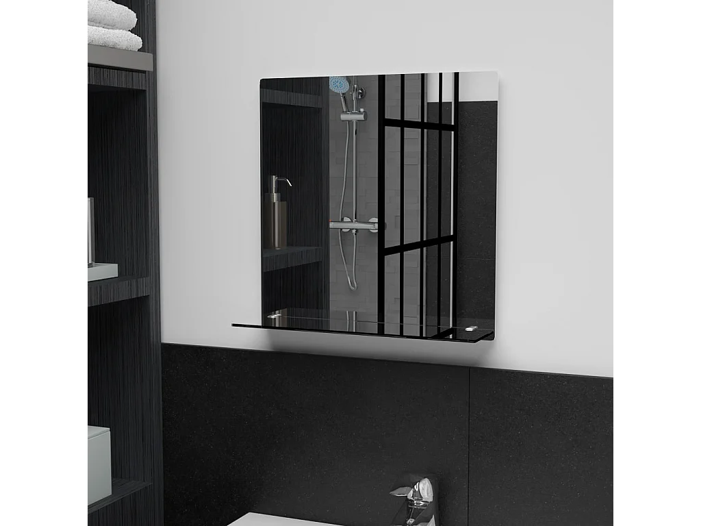 Miroir mural avec étagère 40x40 cm Verre trempé FR54776