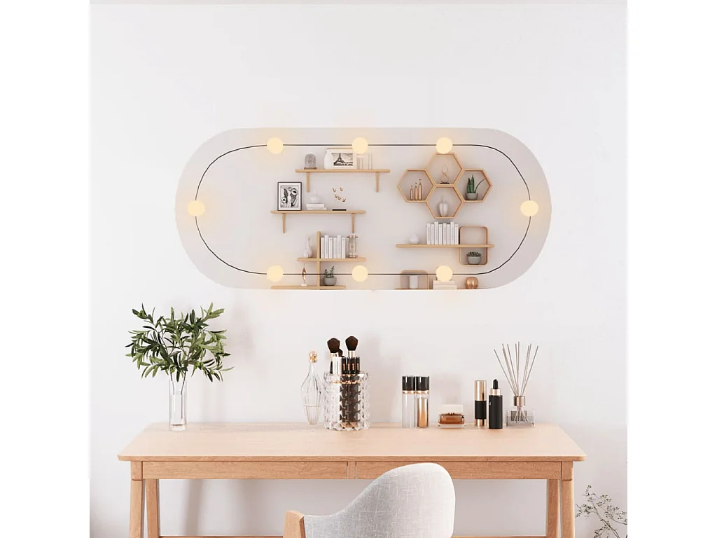 Miroir mural avec lumières LED 40x90 cm verre ovale FR93827