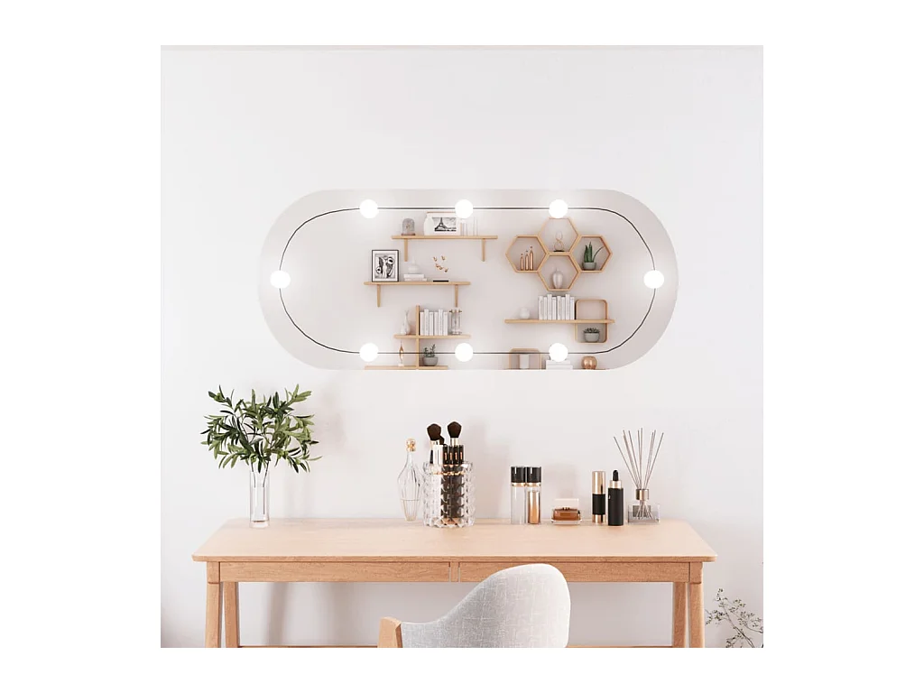 Wandspiegel met LED's ovaal 40x90 cm glas BE321337