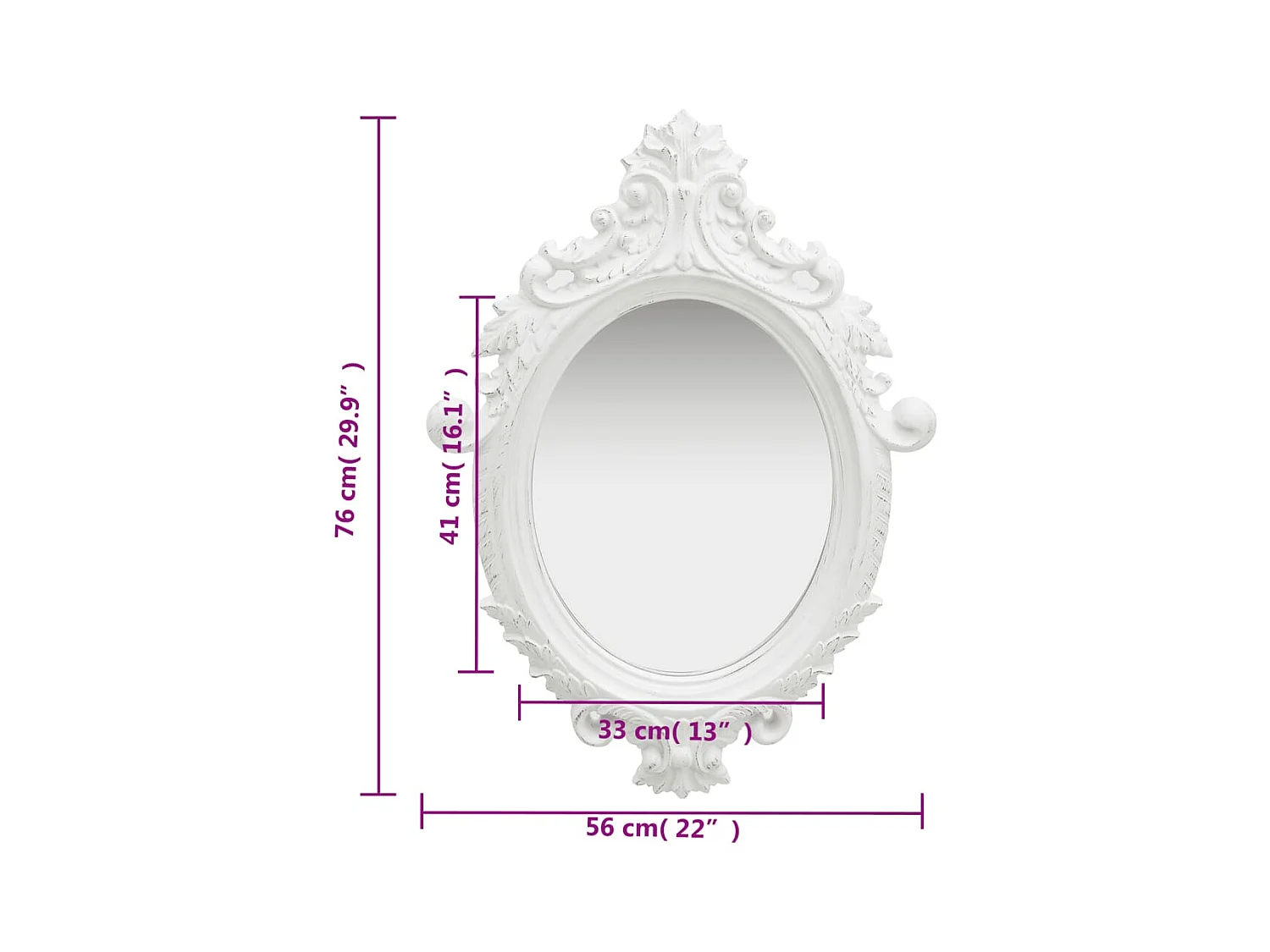 Espejo de pared estilo castillo blanco 56x76 cm ES613790