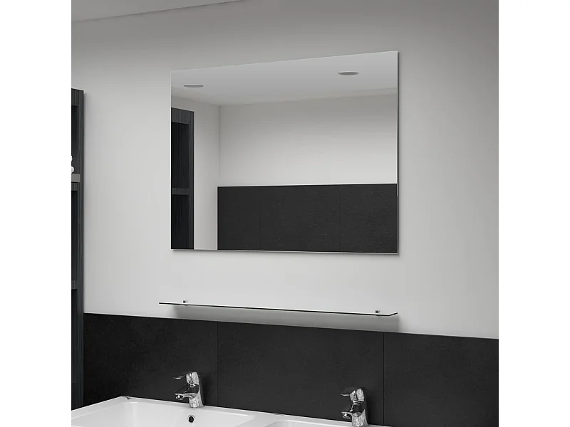 Wandspiegel met schap 80x60 cm gehard glas BE377592
