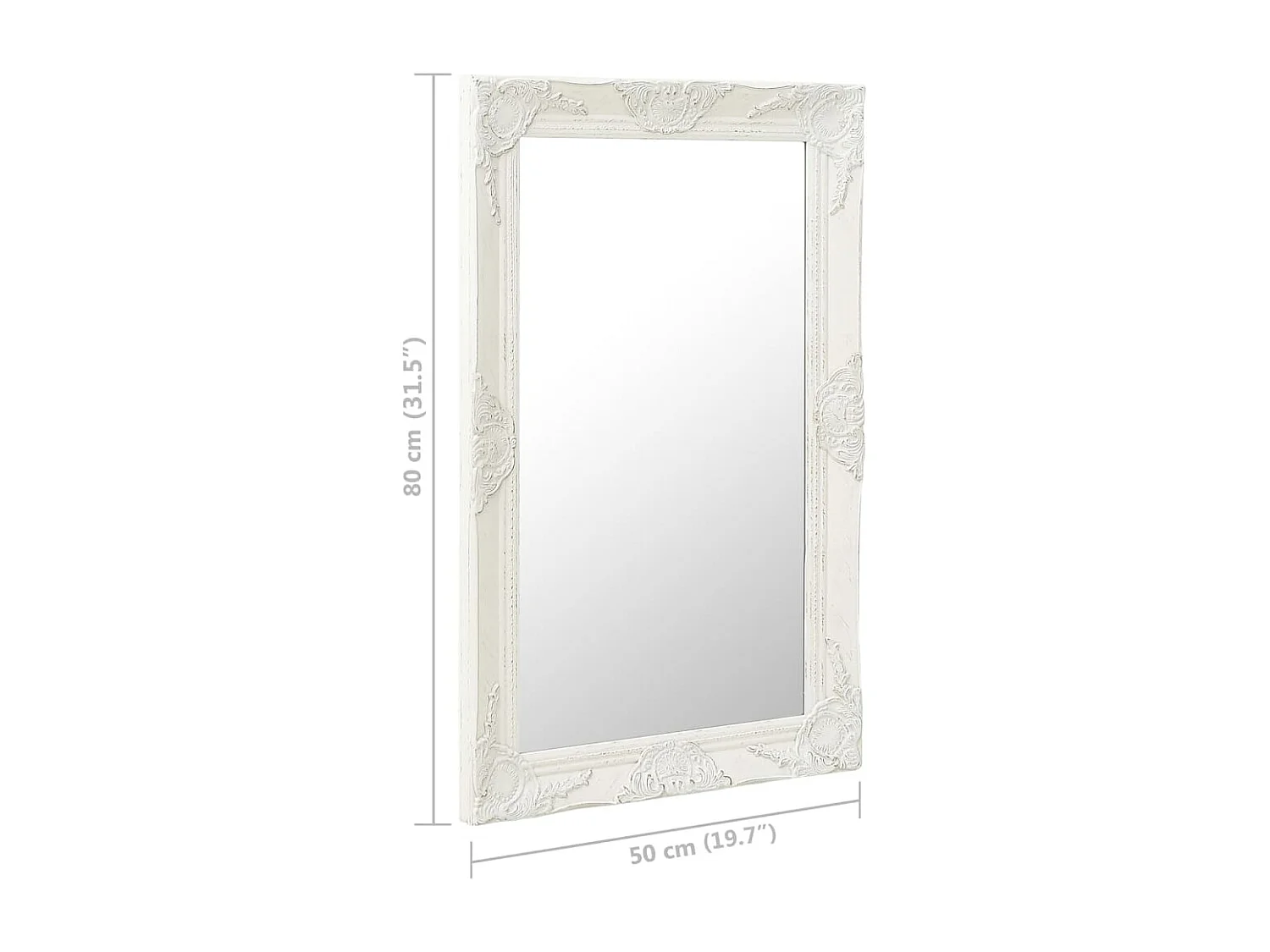 Miroir mural style baroque 50x80 cm Blanc FR66261