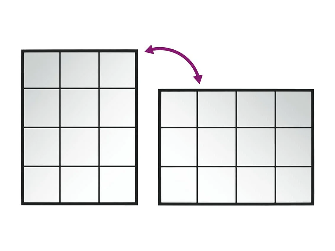 Miroir mural noir 80x60 cm métal FR92103