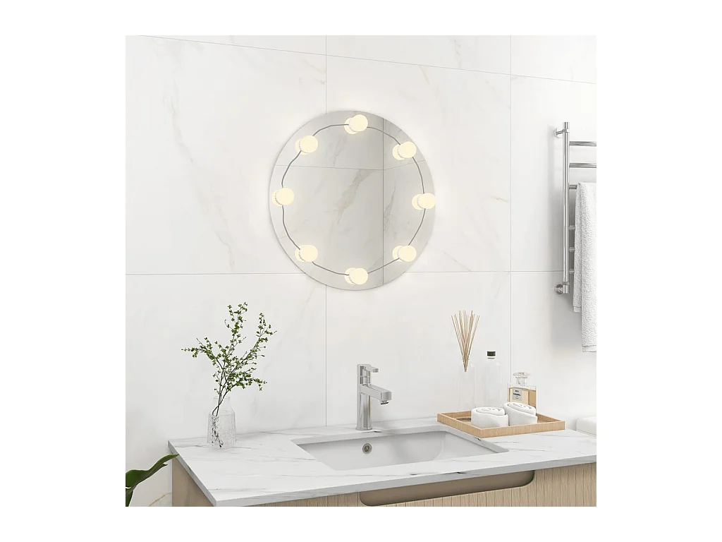 Miroir mural avec lampes LED Rond Verre FR89869