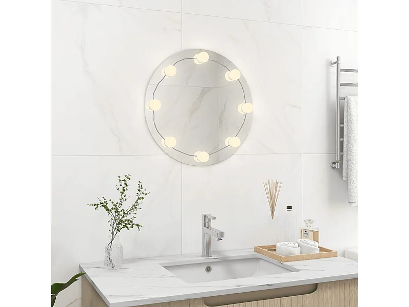 Miroir mural avec lampes LED Rond Verre FR89869
