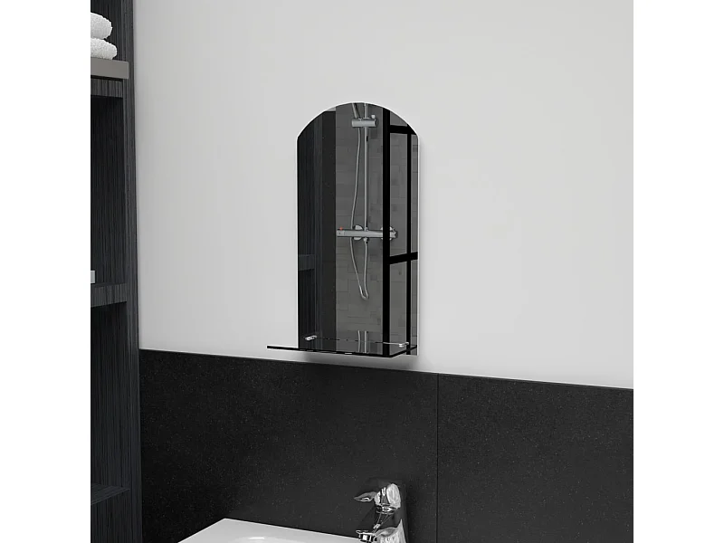 Miroir mural avec étagère 20x40 cm Verre trempé FR86645