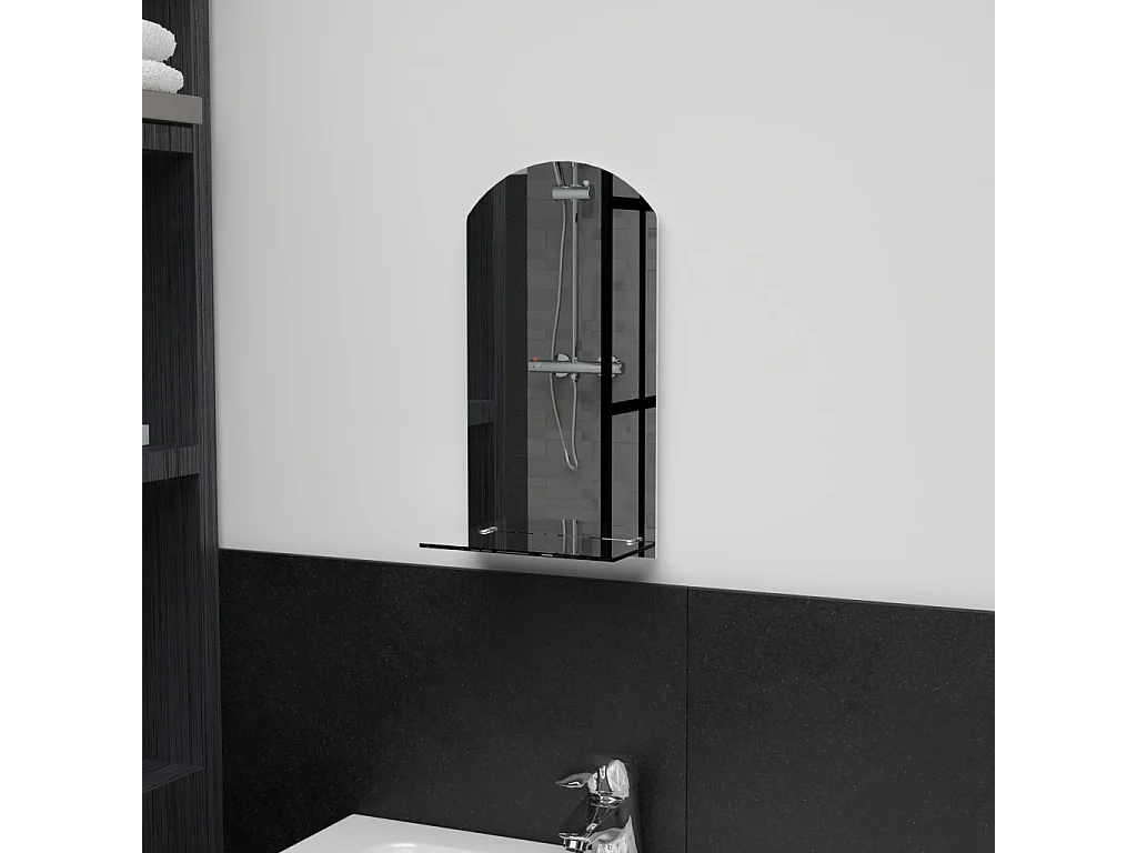 Miroir mural avec étagère 20x40 cm Verre trempé FR86645