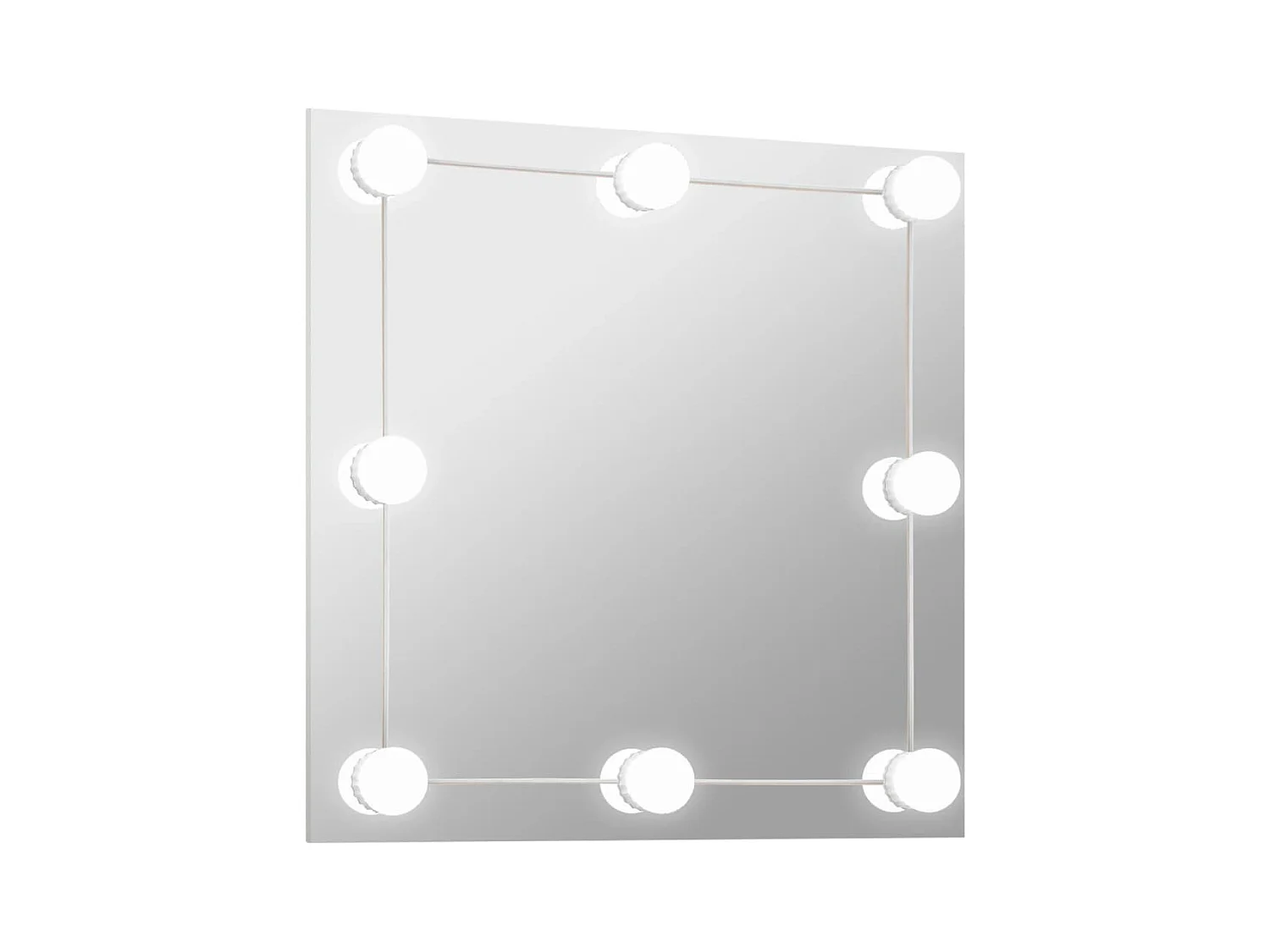 Espelho de parede com luzes LED vidro quadrado PT347044
