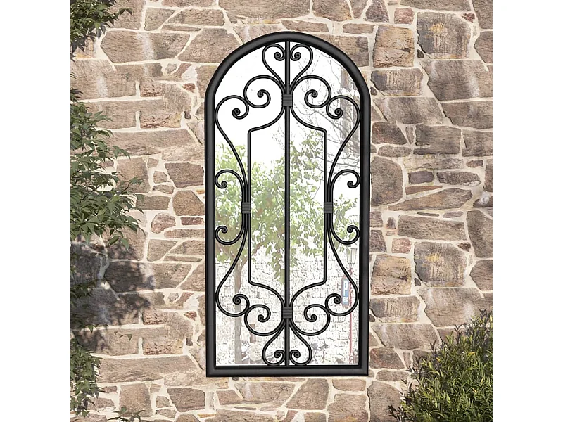Miroir de jardin Noir 100x45 cm Fer pour utilisation extérieure FR46391