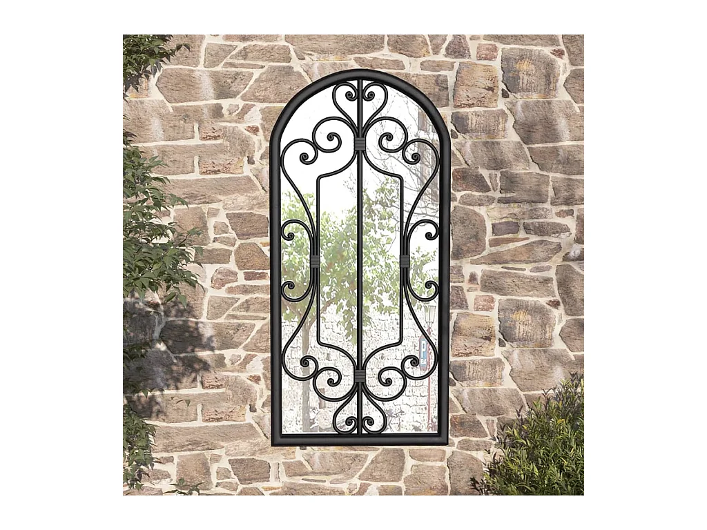 Miroir de jardin Noir 100x45 cm Fer pour utilisation extérieure FR46391