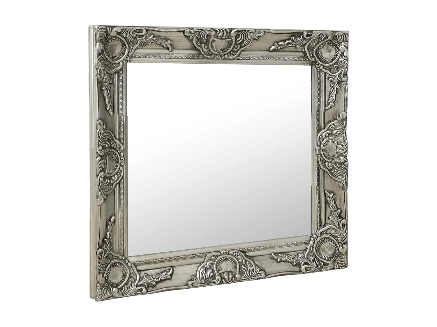 Wandspiegel barok stijl 50x50 cm zilverkleurig BE499637