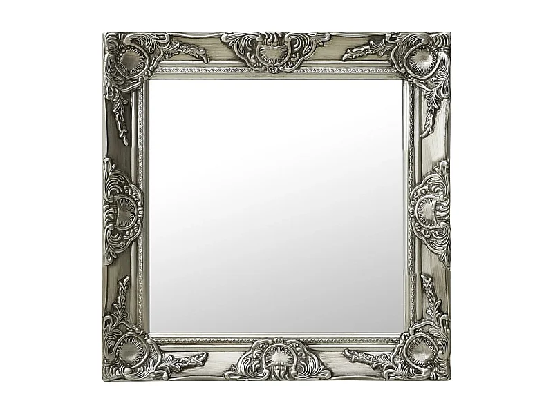 Wandspiegel barok stijl 50x50 cm zilverkleurig BE499637