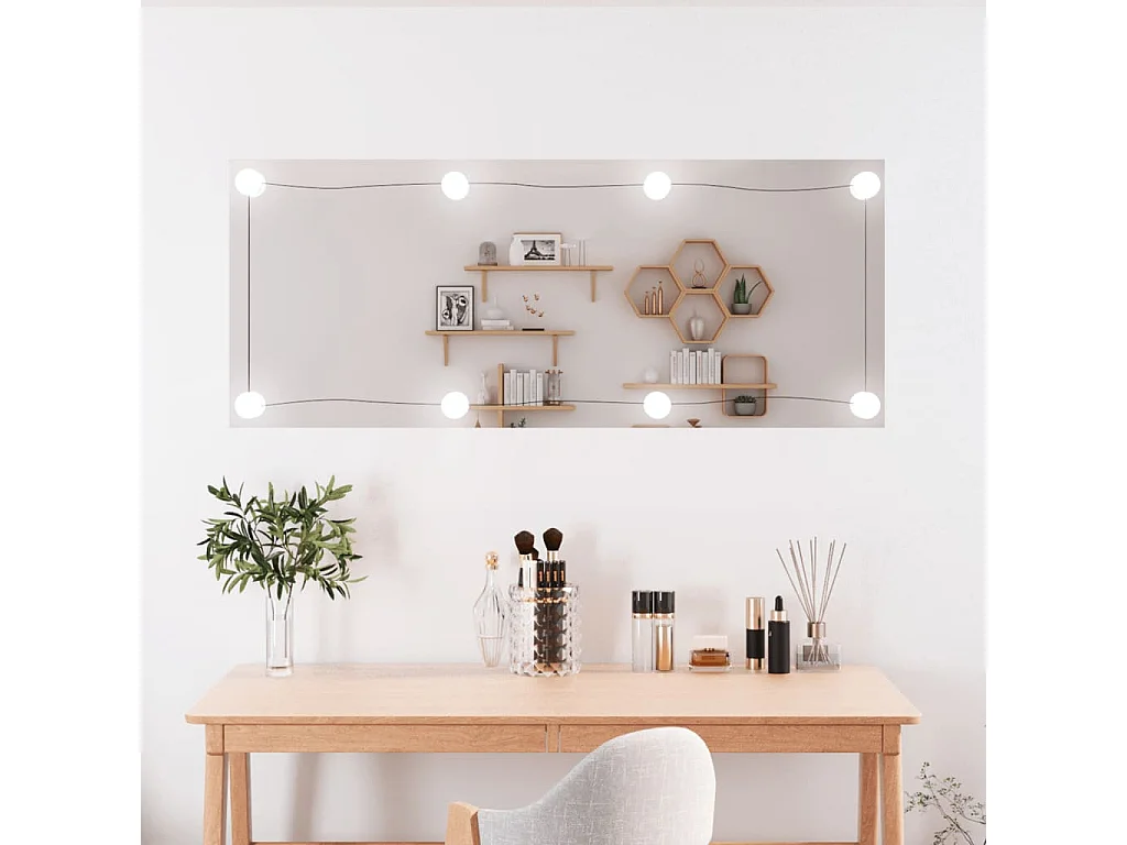 Miroir mural avec lumières LED 40x100 cm verre rectangulaire FR47657