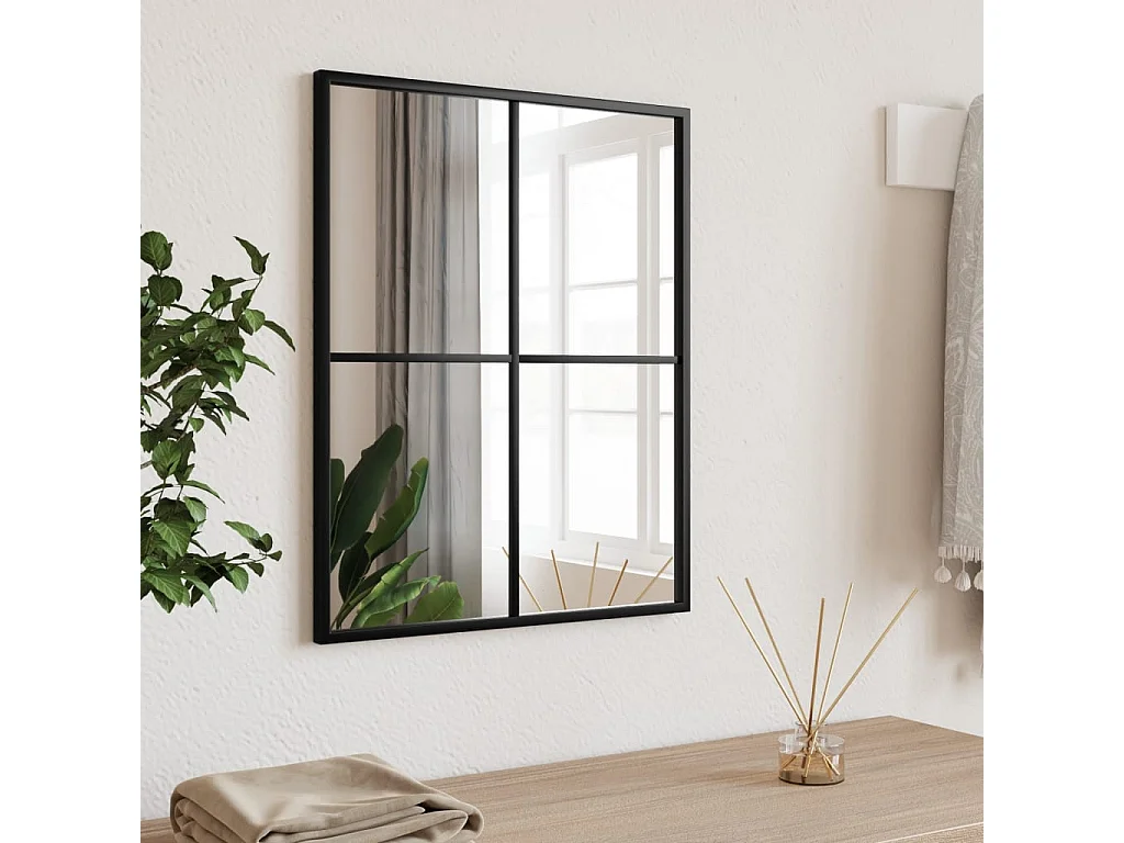 Miroir mural noir 40x50 cm rectangulaire fer FR92135