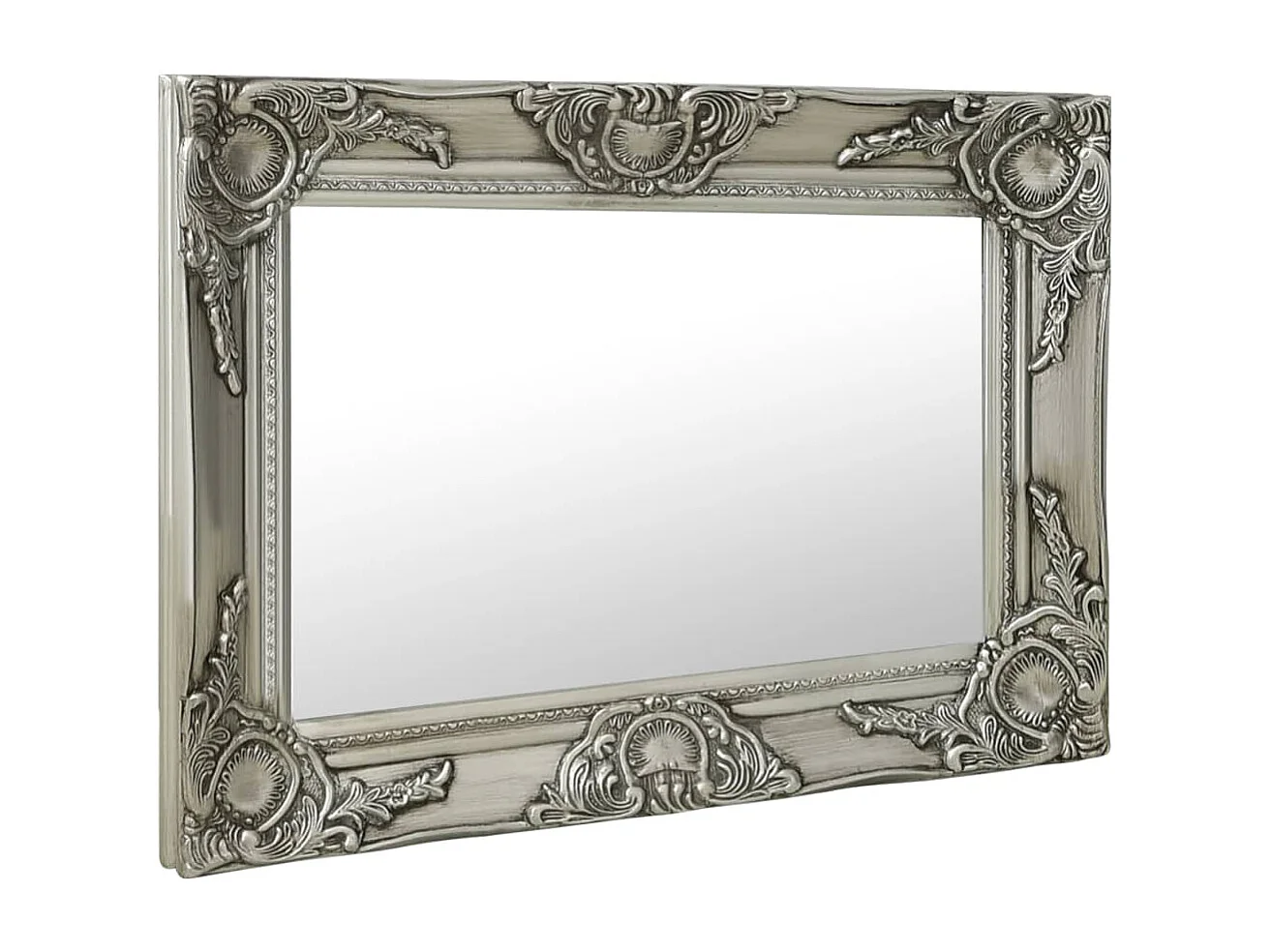 Miroir mural style baroque 60x40 cm Argenté FR38902