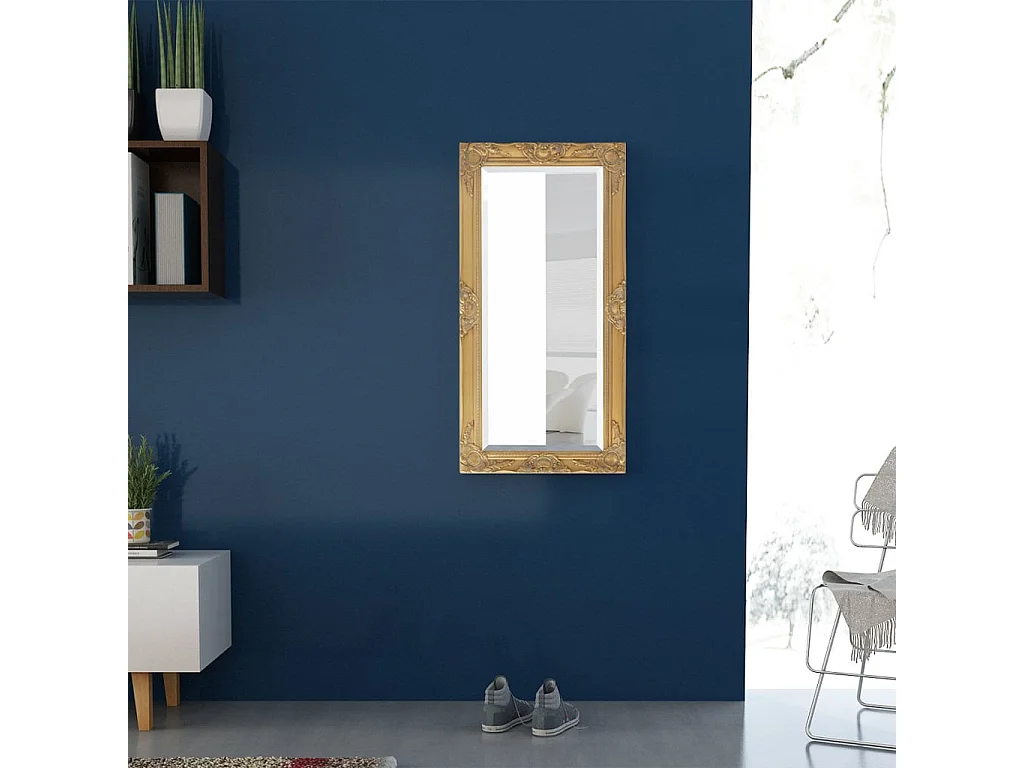 Miroir mural style baroque 100x50 cm Doré FR18789
