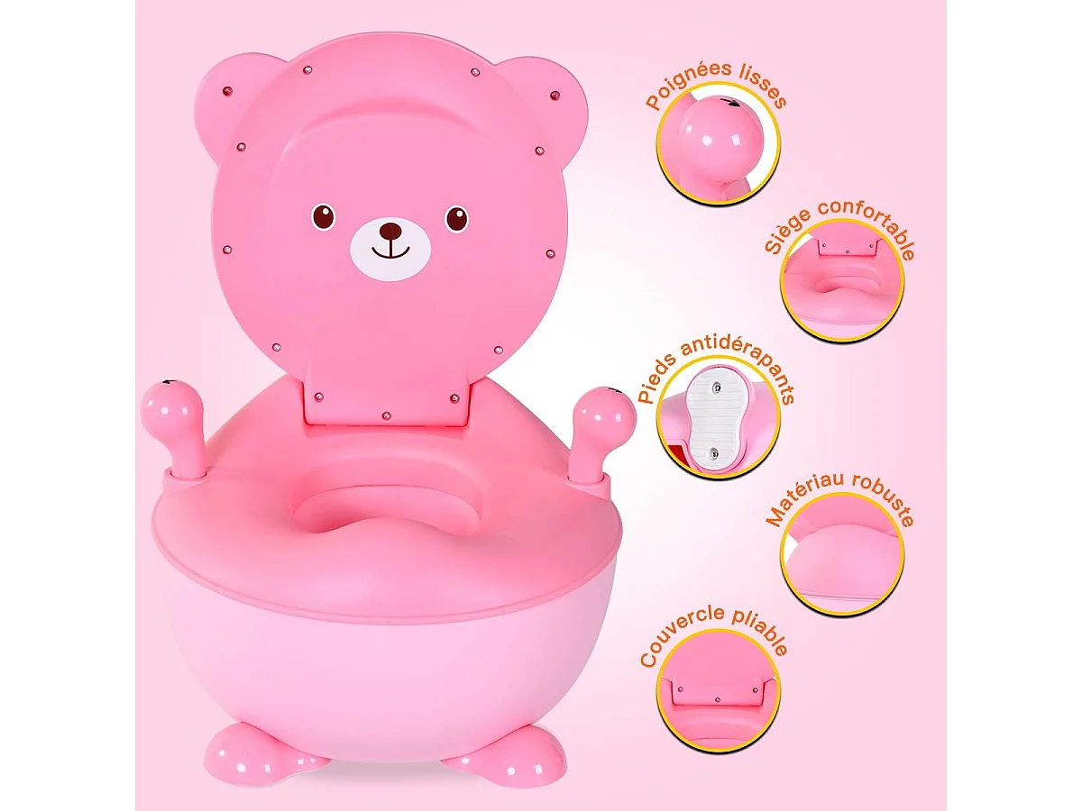 Pot d'apprentissage pot bébé siège de toilette enfant trainer pot wc pour l'apprentissage de la propreté 33 x 34 x 44 cm