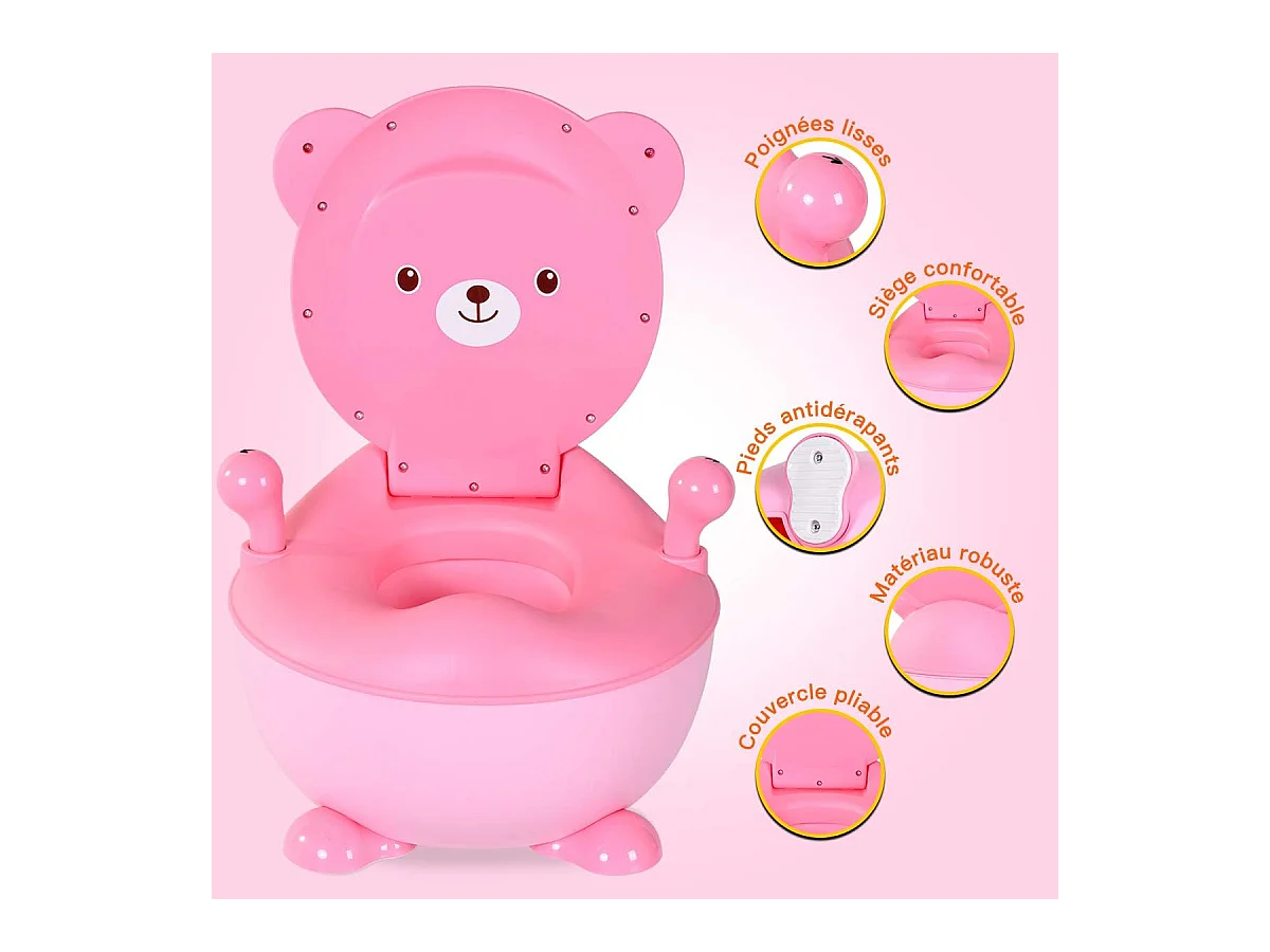 Pot d'apprentissage pot bébé siège de toilette enfant trainer pot wc pour l'apprentissage de la propreté 33 x 34 x 44 cm