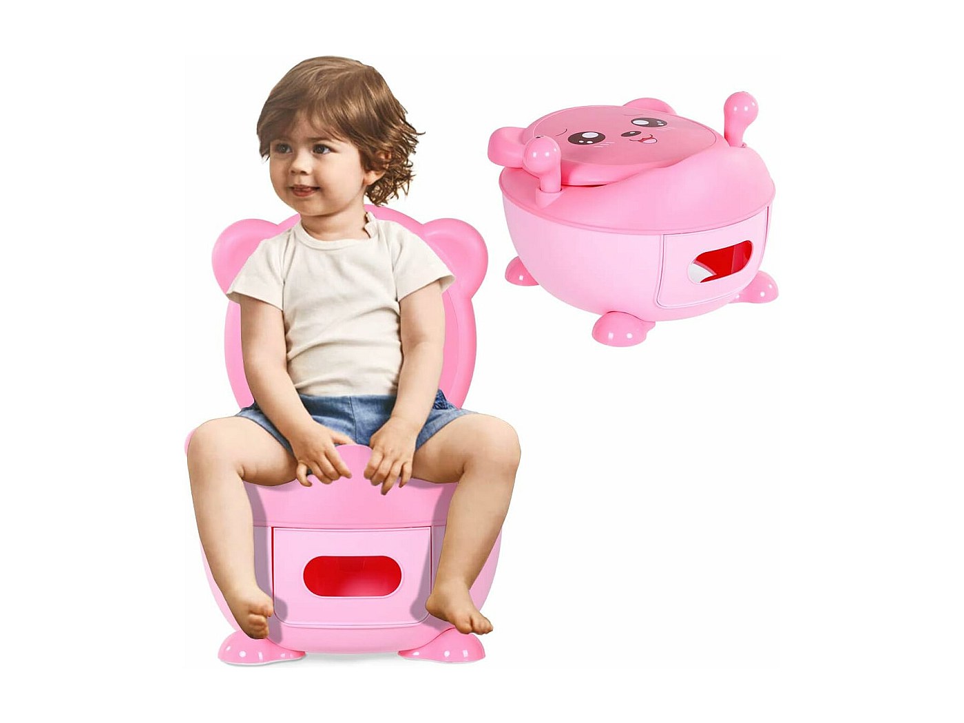 Pot D'apprentissage Bébé - Confortable, Stable Et Sans Odeur - Rose Ou Bleu - Aide à La Propreté - 2