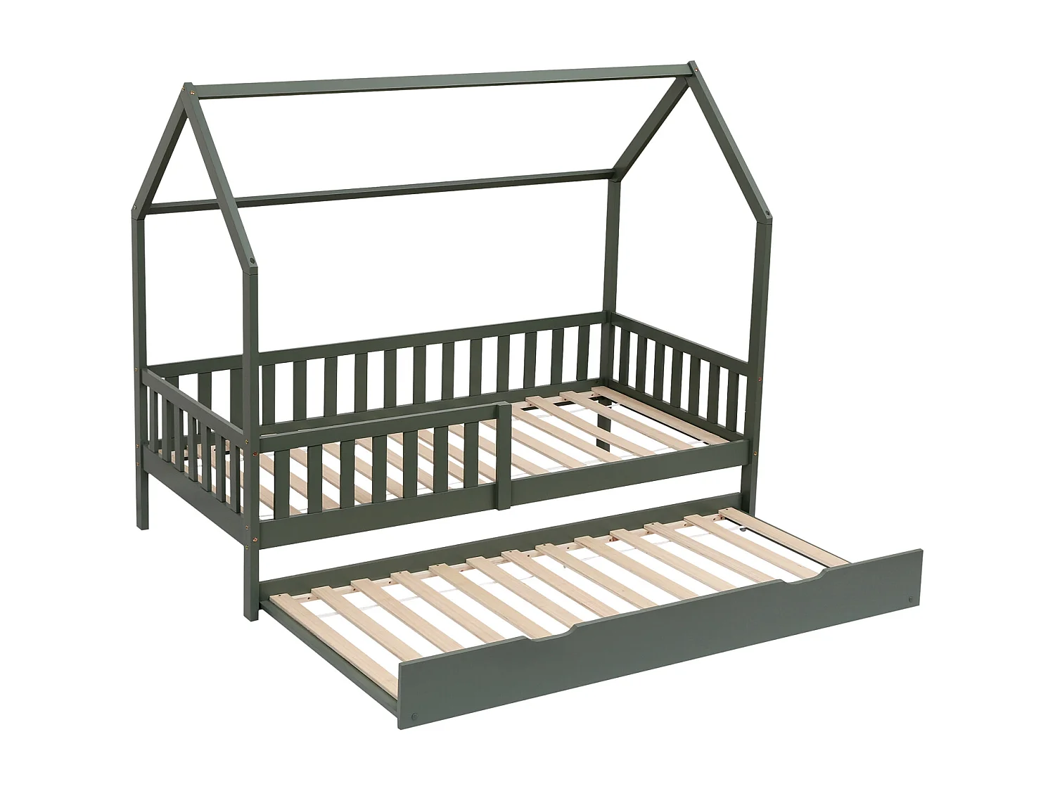 Lit cabane gigogne pour enfant 190x90cm vert MARCEAU - HAPPY GARDEN