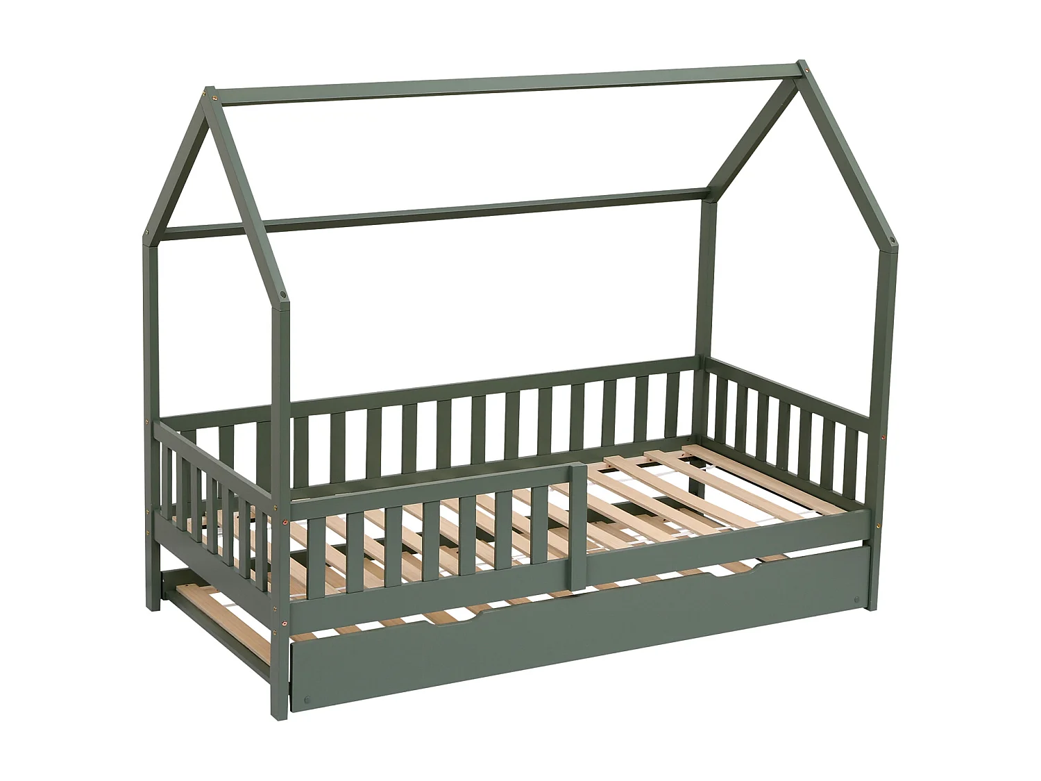 Lit cabane gigogne pour enfant 190x90cm vert MARCEAU - HAPPY GARDEN