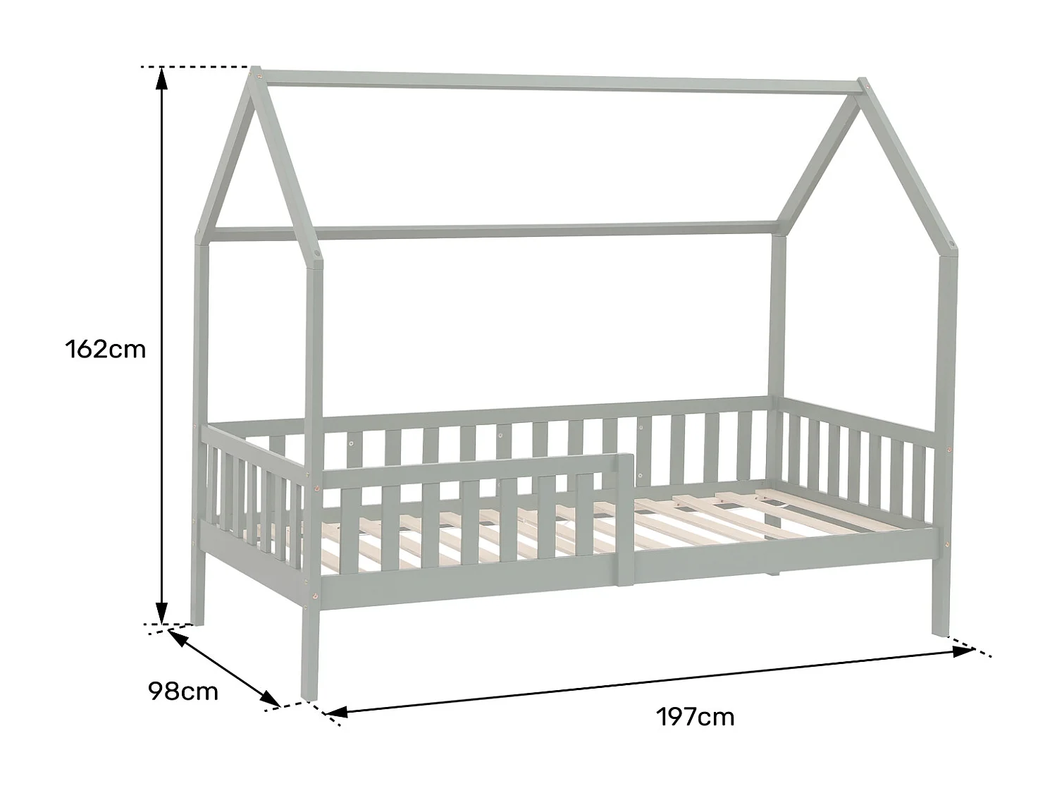 Lit cabane gigogne pour enfant 190x90cm vert MARCEAU - HAPPY GARDEN
