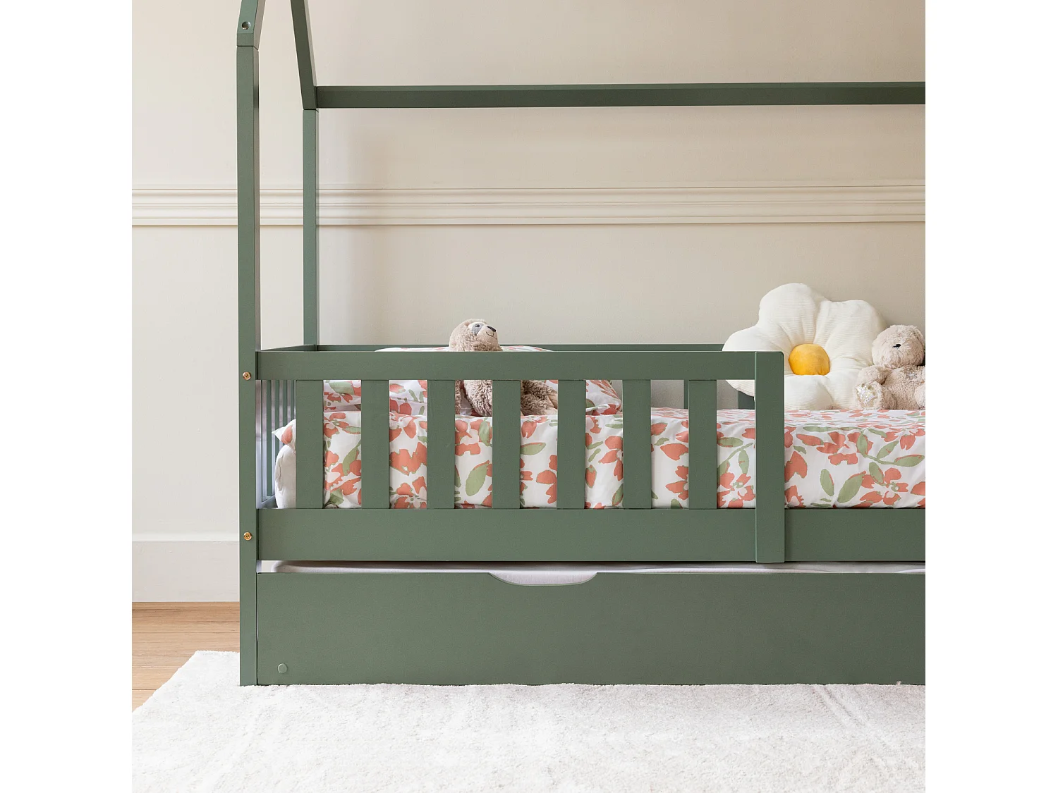 Lit cabane gigogne pour enfant 190x90cm vert MARCEAU - HAPPY GARDEN