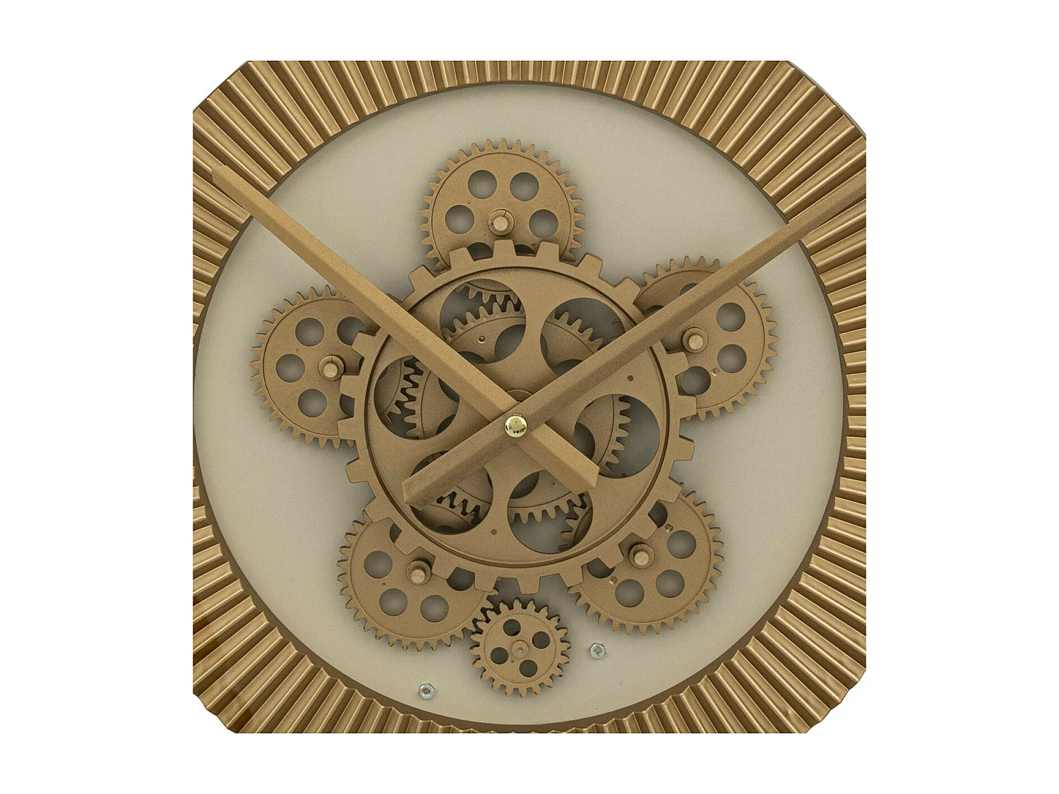 Pendule murale en métal Beige avec rouages mobiles D 50 cm