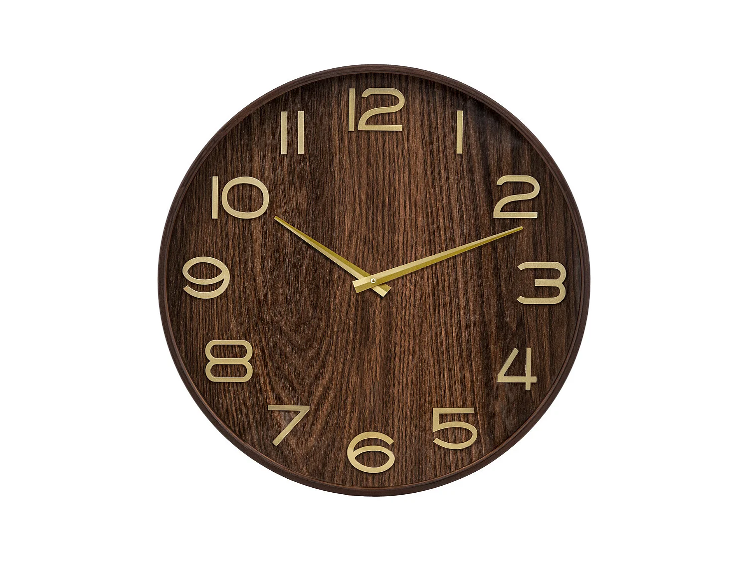Pendule murale en bois Marron Tonka et verre D 55 cm