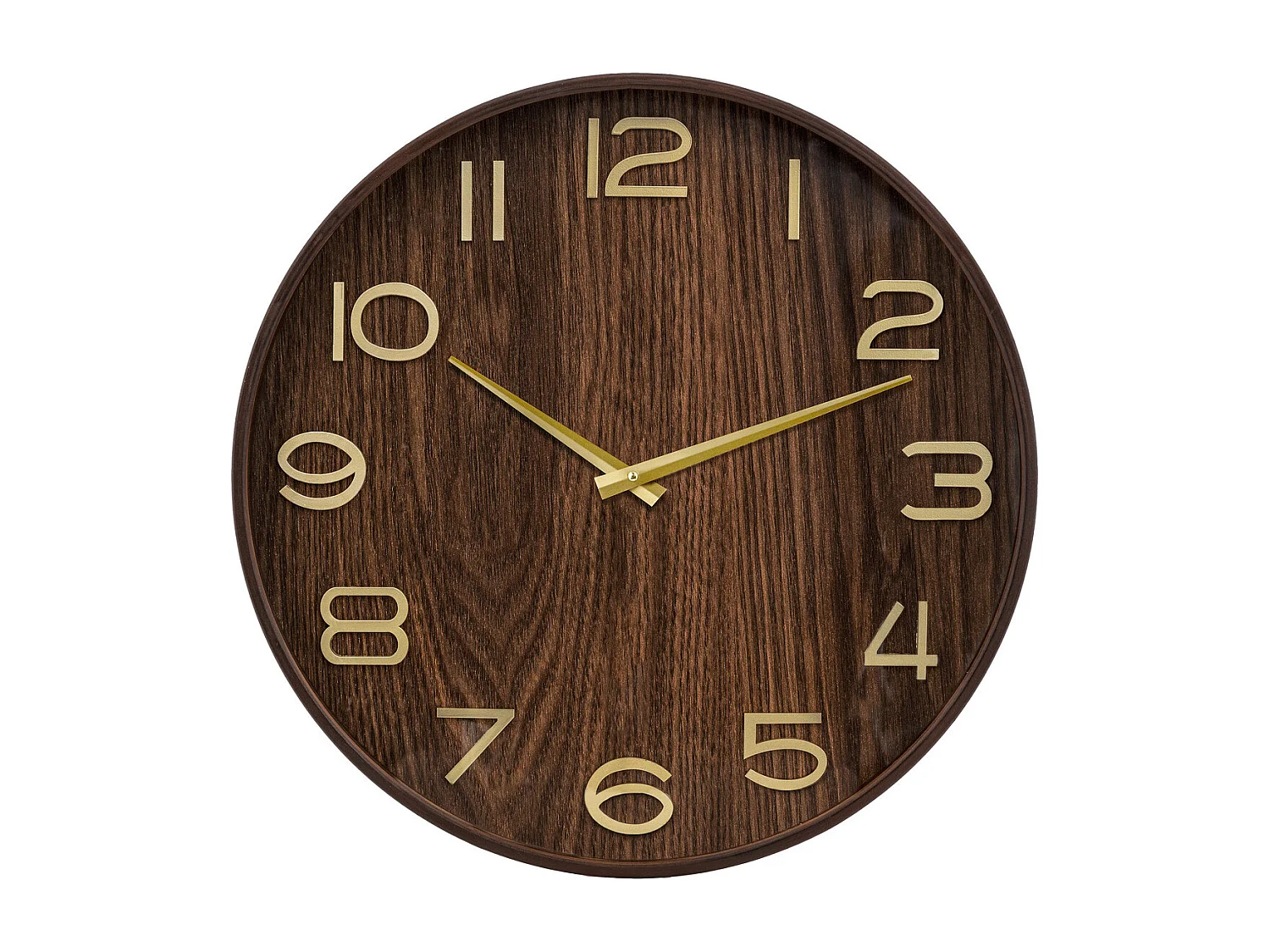 Pendule murale en bois Marron Tonka et verre D 55 cm