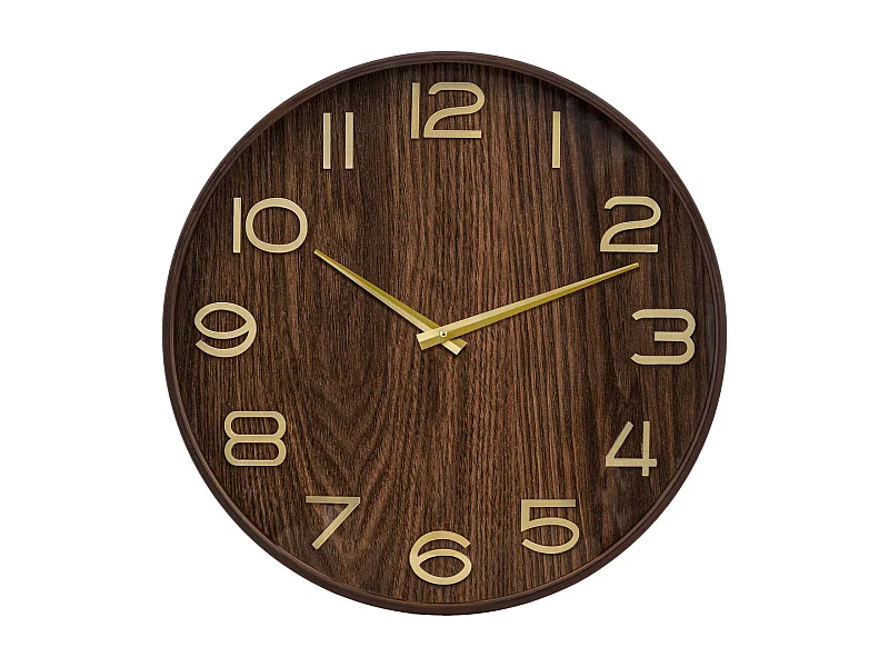 Pendule murale en bois Marron Tonka et verre D 55 cm