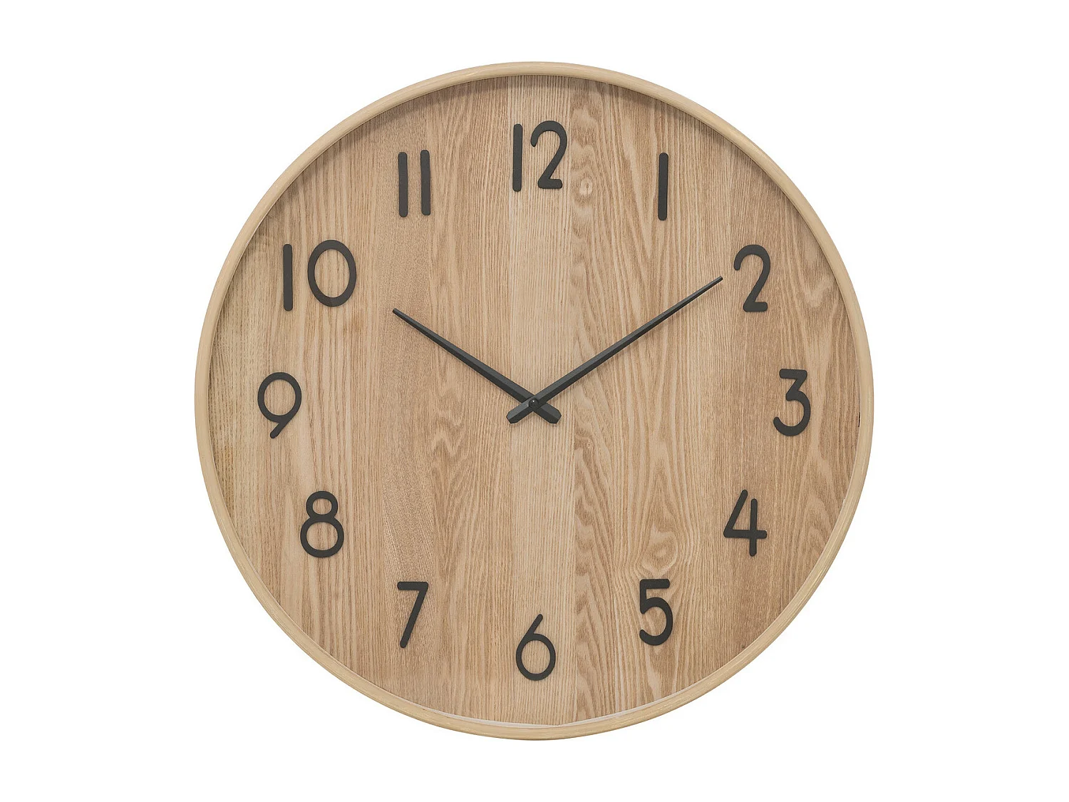 Pendule murale en bois Marron clair et verre D 55 cm