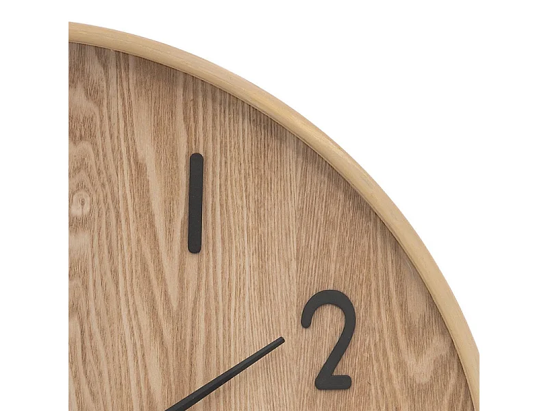 Pendule murale en bois Marron clair et verre D 55 cm