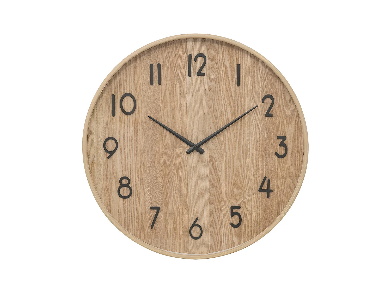 Pendule murale en bois Marron clair et verre D 55 cm