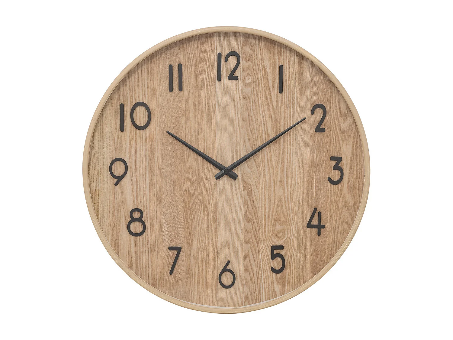 Pendule murale en bois Marron clair et verre D 55 cm