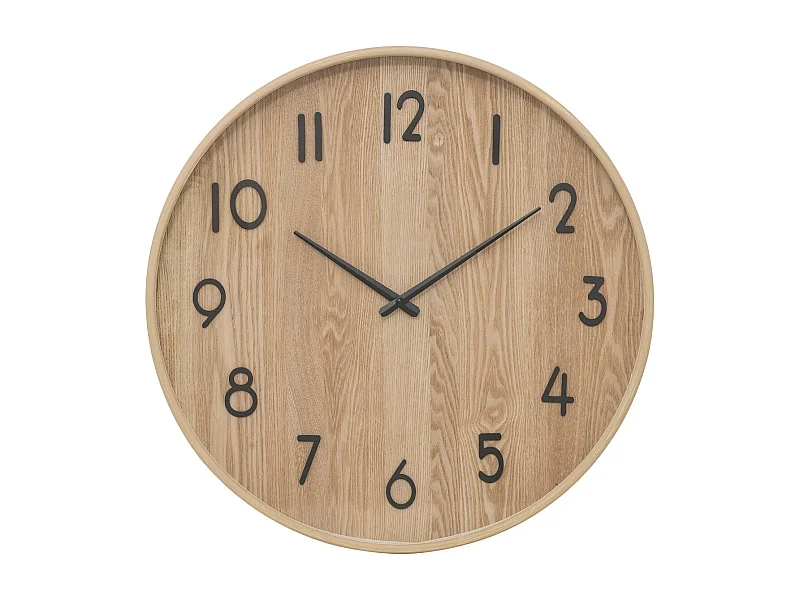 Pendule murale en bois Marron clair et verre D 55 cm