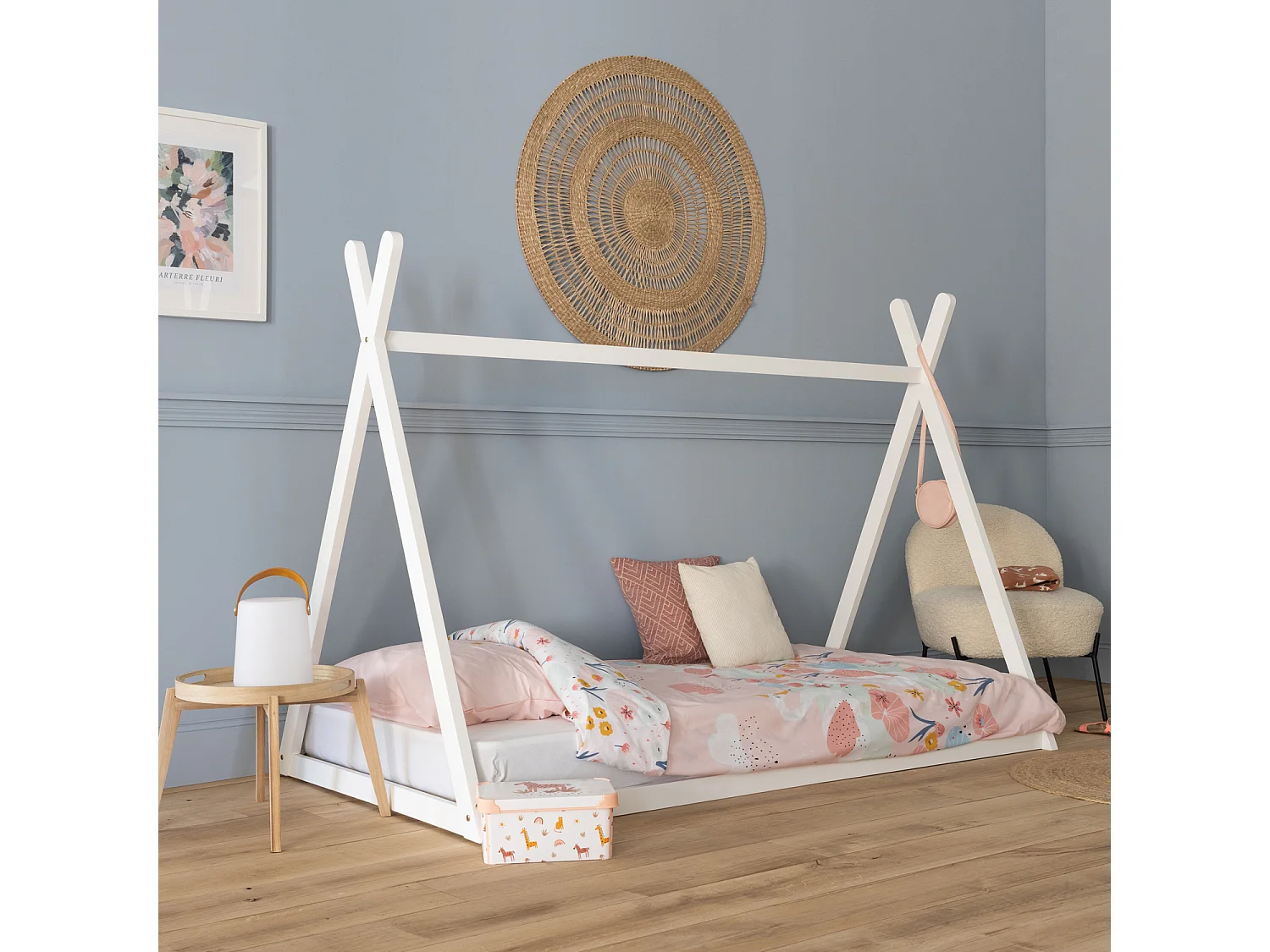 Lit tipi pour enfant 190x90cm blanc VALENTIN - HAPPY GARDEN