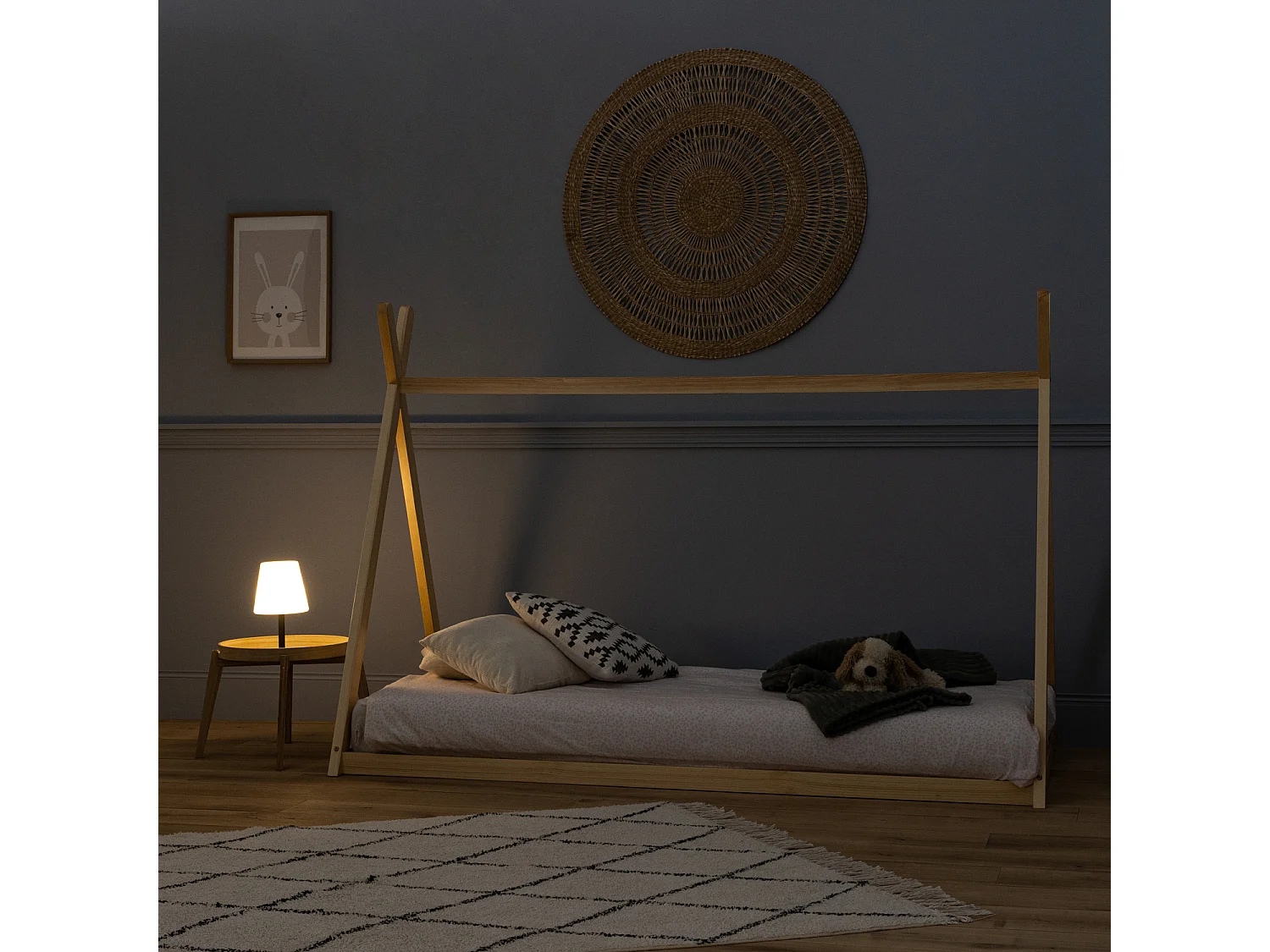 Houten kinder tipi bed 190x90cm VALENTIN