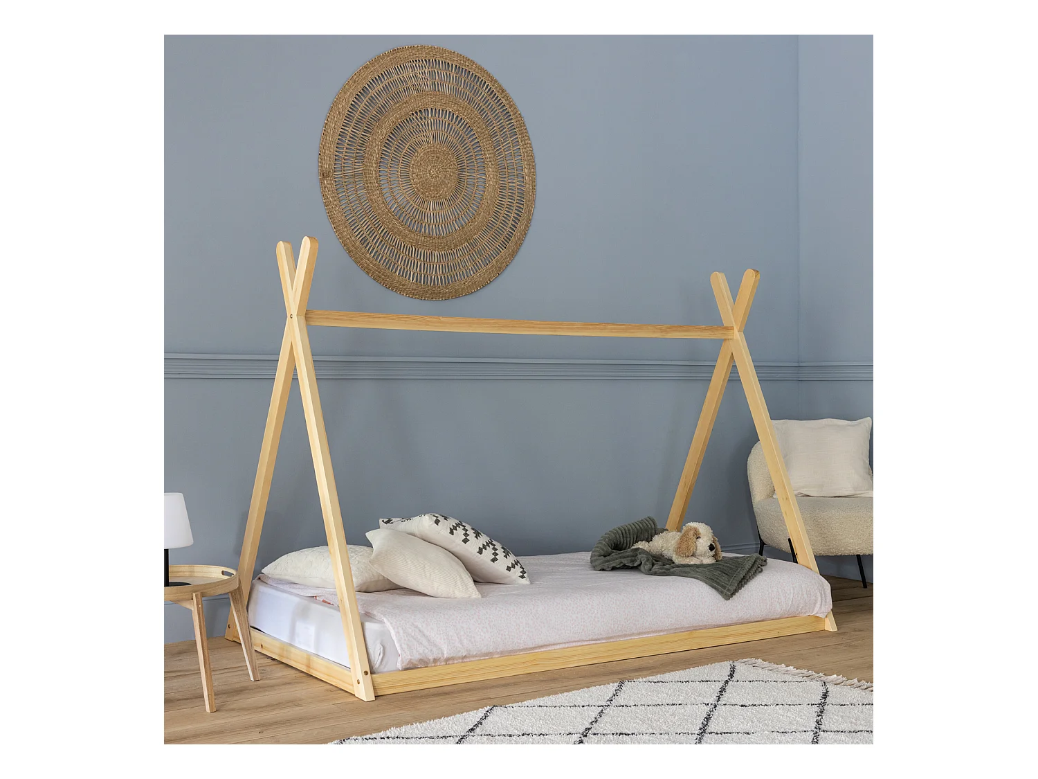 Lit tipi pour enfant 190x90cm en bois VALENTIN - HAPPY GARDEN